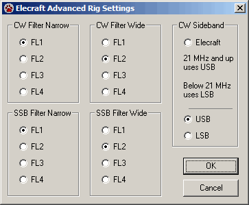 elecraft settings