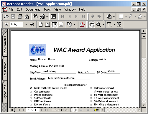 CC WAC Application